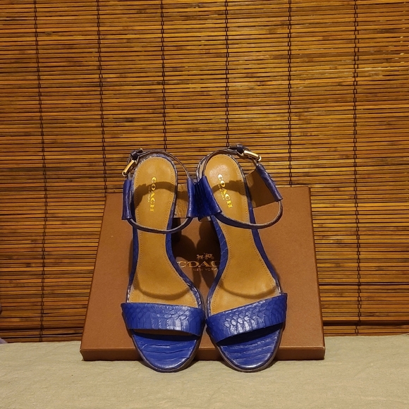 Coach Lexey Snake, Deep Marine, Block Heel Sandals - Picture 7 of 10